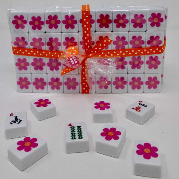 Pink Floral Mahjong Tiles